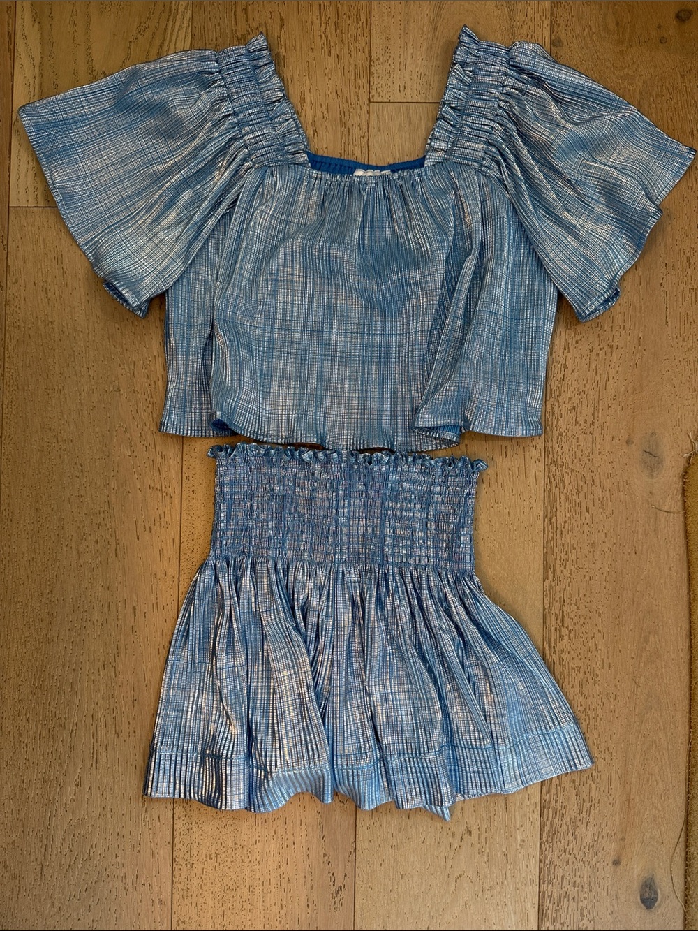 QUEEN OF SPARKLES Blue Two-Piece Girls Matching Set